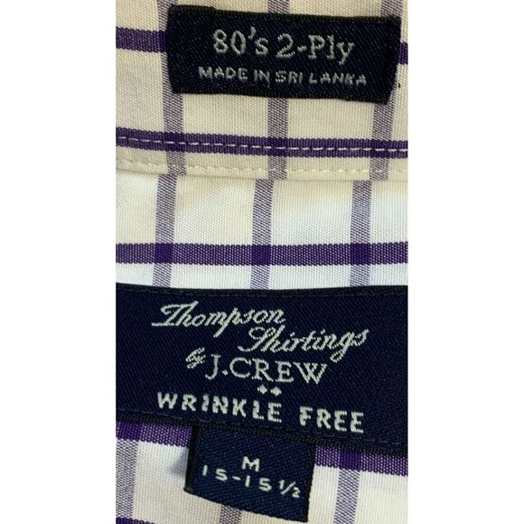 J. Crew White Purple Mens Long Sleeve Button Up Dress Shirt Sz M Preppy Academia - Picture 8 of 10